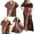 Bula Fiji Family Matching Off Shoulder Maxi Dress and Hawaiian Shirt Tribal Masi Tapa - Brown LT7 - Polynesian Pride