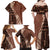 Bula Fiji Family Matching Off Shoulder Maxi Dress and Hawaiian Shirt Tribal Masi Tapa - Brown LT7 - Polynesian Pride