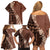 Bula Fiji Family Matching Off Shoulder Short Dress and Hawaiian Shirt Tribal Masi Tapa - Brown LT7 - Polynesian Pride