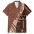 Bula Fiji Family Matching Off Shoulder Short Dress and Hawaiian Shirt Tribal Masi Tapa - Brown LT7 Dad's Shirt - Short Sleeve Brown - Polynesian Pride