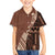 Bula Fiji Family Matching Off Shoulder Short Dress and Hawaiian Shirt Tribal Masi Tapa - Brown LT7 Son's Shirt Brown - Polynesian Pride