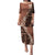 Bula Fiji Family Matching Puletasi Dress and Hawaiian Shirt Tribal Masi Tapa - Brown LT7 Mom's Dress Brown - Polynesian Pride