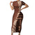 Bula Fiji Family Matching Short Sleeve Bodycon Dress and Hawaiian Shirt Tribal Masi Tapa - Brown LT7 Mom's Dress Brown - Polynesian Pride