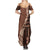 Bula Fiji Family Matching Summer Maxi Dress and Hawaiian Shirt Tribal Masi Tapa - Brown LT7 - Polynesian Pride