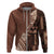 Bula Fiji Hoodie Tribal Masi Tapa - Brown LT7 Zip Hoodie Brown - Polynesian Pride