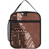 Bula Fiji Lunch Bag Tribal Masi Tapa - Brown LT7 10.2 × 8.3 × 4.3 inch Brown - Polynesian Pride