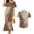 Bula Fiji Couples Matching Mermaid Dress and Hawaiian Shirt Tribal Masi Tapa - Beige LT7 Beige - Polynesian Pride