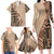 Bula Fiji Family Matching Long Sleeve Bodycon Dress and Hawaiian Shirt Tribal Masi Tapa - Beige LT7 - Polynesian Pride