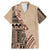 Bula Fiji Family Matching Mermaid Dress and Hawaiian Shirt Tribal Masi Tapa - Beige LT7 Dad's Shirt - Short Sleeve Beige - Polynesian Pride