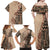 Bula Fiji Family Matching Off Shoulder Maxi Dress and Hawaiian Shirt Tribal Masi Tapa - Beige LT7 - Polynesian Pride