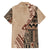 Bula Fiji Family Matching Off Shoulder Short Dress and Hawaiian Shirt Tribal Masi Tapa - Beige LT7 - Polynesian Pride