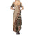 Bula Fiji Family Matching Summer Maxi Dress and Hawaiian Shirt Tribal Masi Tapa - Beige LT7 - Polynesian Pride