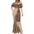 Bula Fiji Mermaid Dress Tribal Masi Tapa - Beige LT7 - Polynesian Pride