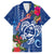 Guam Christmas Family Matching Long Sleeve Bodycon Dress and Hawaiian Shirt Turtle Mix Tapa Felis Pasgua LT7 Dad's Shirt - Short Sleeve Blue - Polynesian Pride