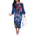 Guam Christmas Family Matching Off Shoulder Long Sleeve Dress and Hawaiian Shirt Turtle Mix Tapa Felis Pasgua LT7 Mom's Dress Blue - Polynesian Pride