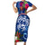 Guam Christmas Family Matching Short Sleeve Bodycon Dress and Hawaiian Shirt Turtle Mix Tapa Felis Pasgua LT7 Mom's Dress Blue - Polynesian Pride