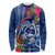 Guam Christmas Long Sleeve Shirt Turtle Mix Tapa Felis Pasgua LT7 Unisex Blue - Polynesian Pride