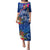 Guam Christmas Puletasi Turtle Mix Tapa Felis Pasgua LT7 Long Dress Blue - Polynesian Pride