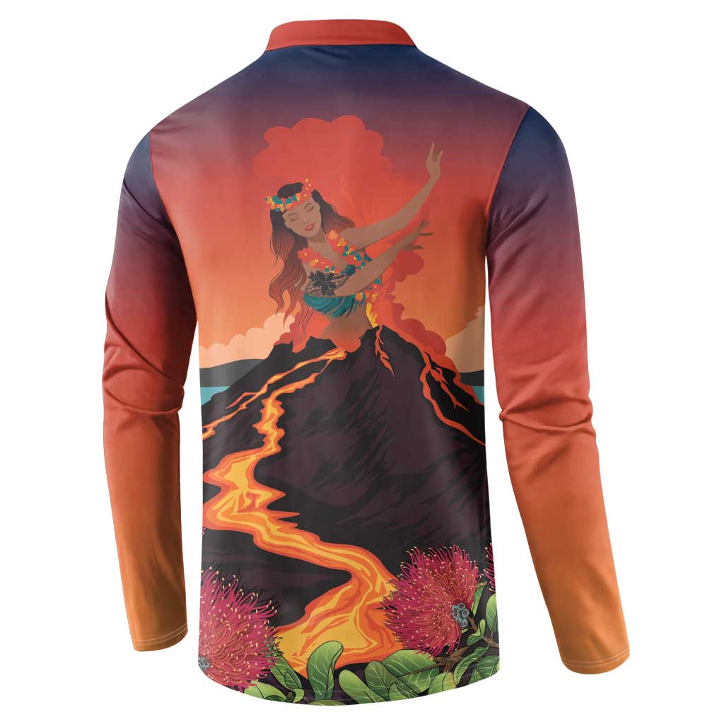 Hawaii Kilauea Volcano Button Sweatshirt Pele Goddess LT7 - Polynesian Pride