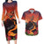 Hawaii Kilauea Volcano Couples Matching Long Sleeve Bodycon Dress and Hawaiian Shirt Pele Goddess