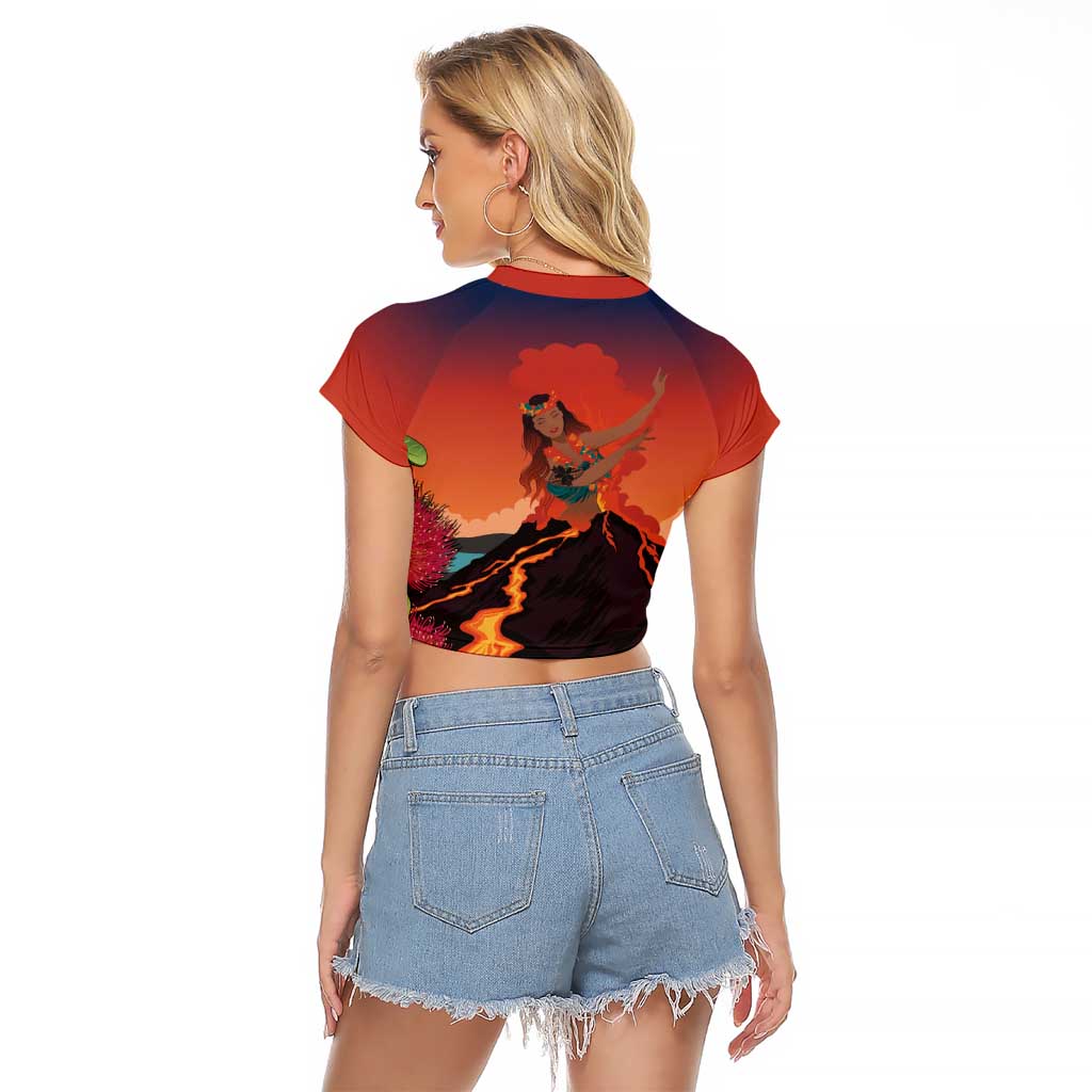 Hawaii Kilauea Volcano Raglan Cropped T Shirt Pele Goddess LT7 - Polynesian Pride