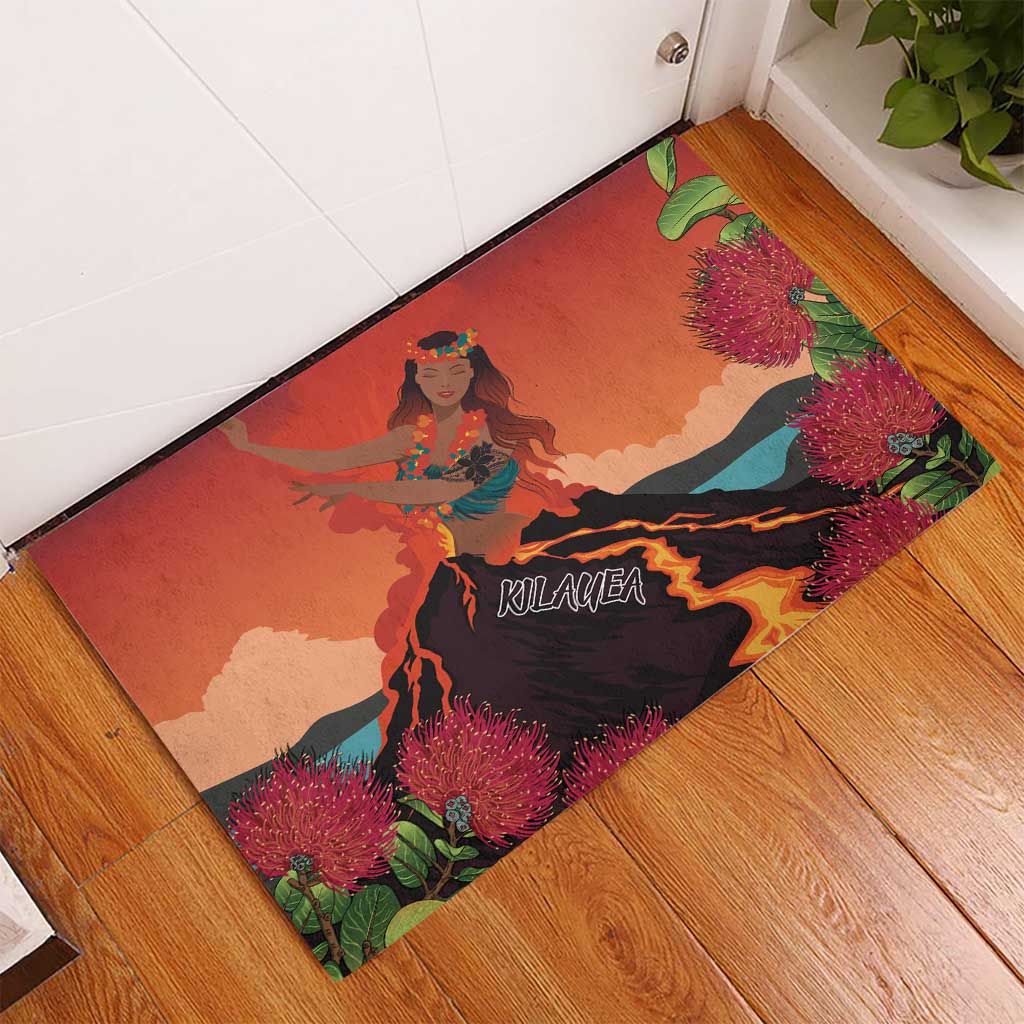 Hawaii Kilauea Volcano Rubber Doormat Pele Goddess LT7 - Polynesian Pride