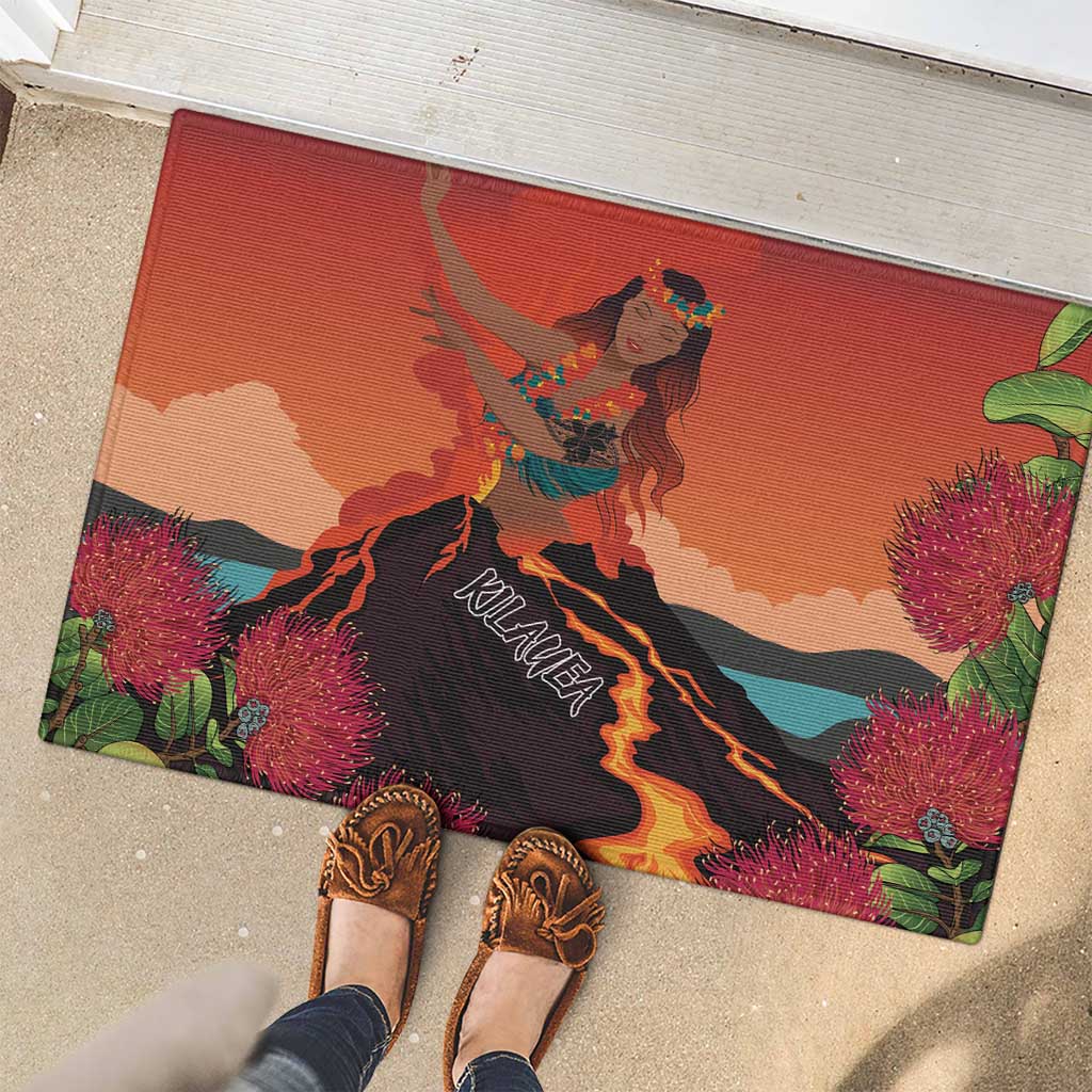 Hawaii Kilauea Volcano Rubber Doormat Pele Goddess LT7 - Polynesian Pride