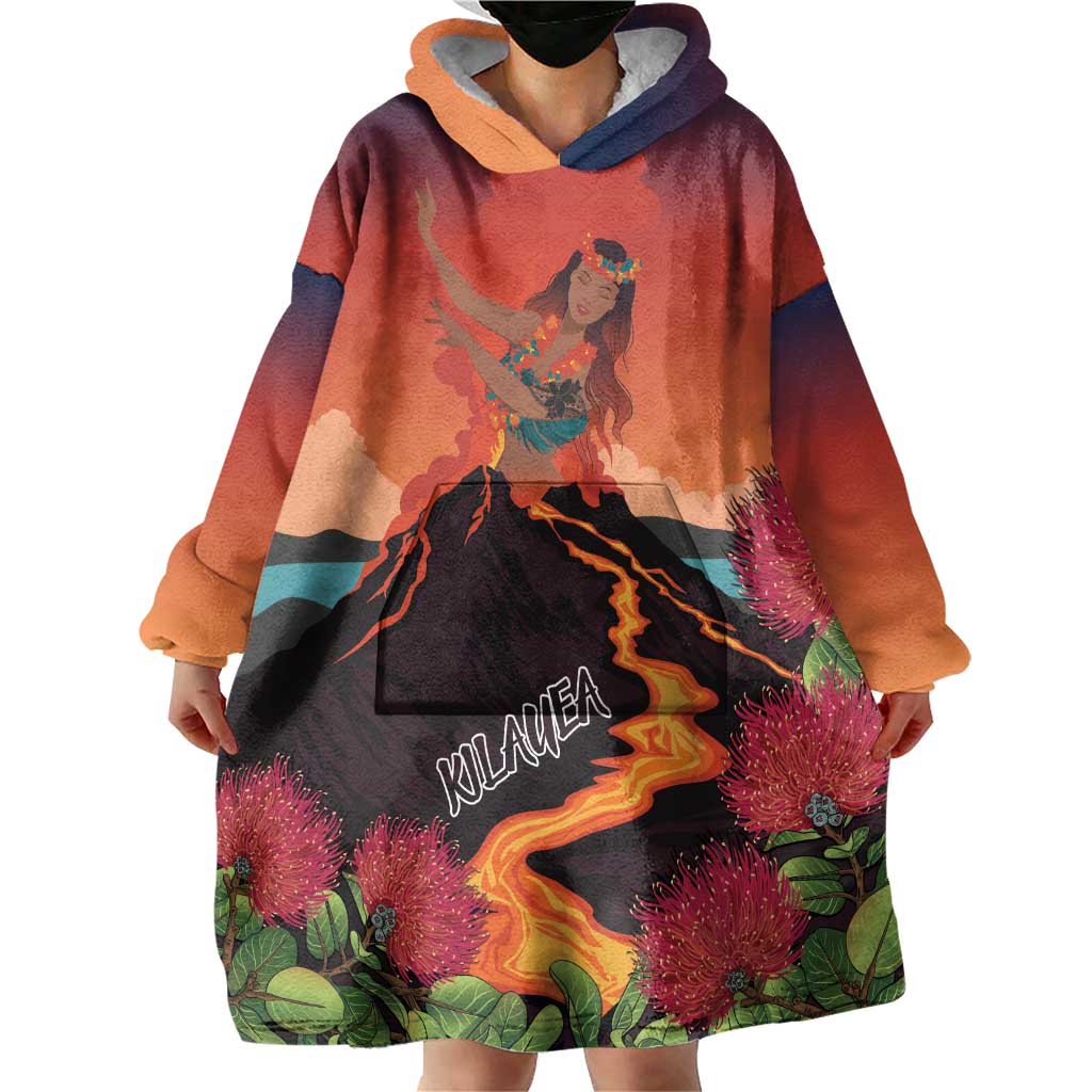 Hawaii Kilauea Volcano Wearable Blanket Hoodie Pele Goddess LT7 - Polynesian Pride