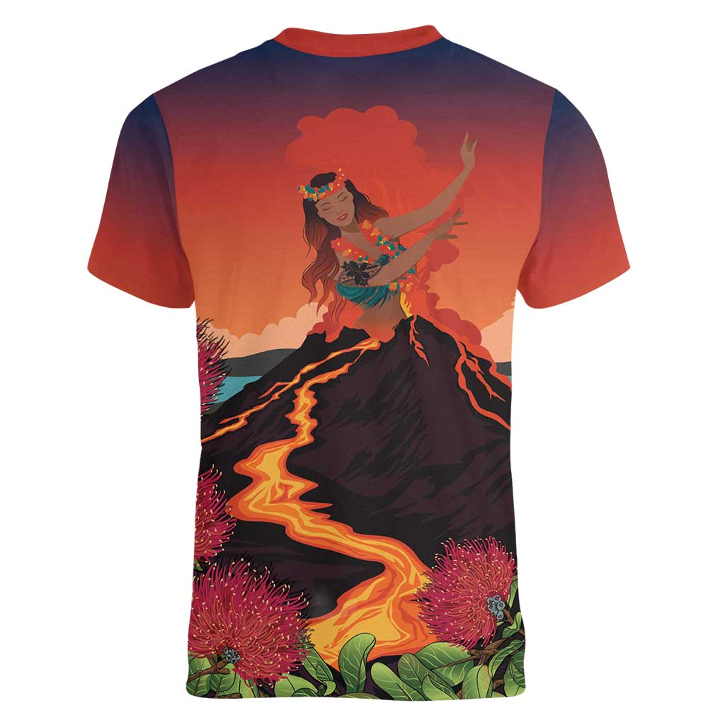 Hawaii Kilauea Volcano Women V-Neck T-Shirt Pele Goddess LT7 - Polynesian Pride