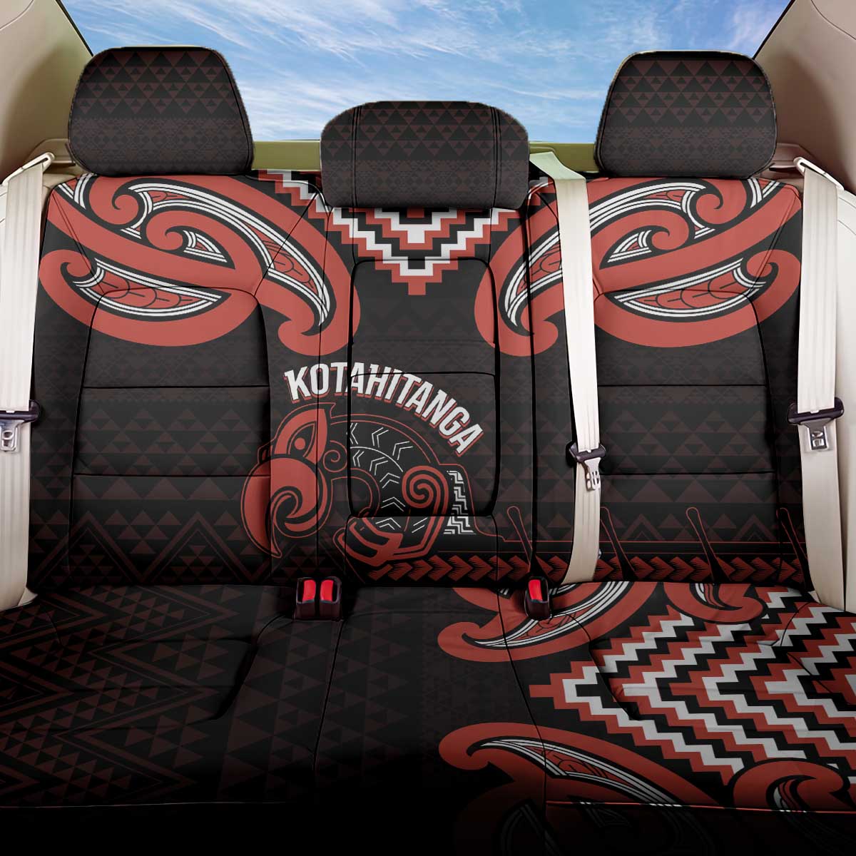 Maori Waitangi Back Car Seat Cover Kotahitanga Poutama Mix Whakairo - Polynesian Pride