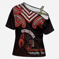 Maori Waitangi Cross Shoulder Shirt Kotahitanga Poutama Mix Whakairo - Polynesian Pride