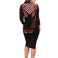 Maori Waitangi Family Matching Long Sleeve Bodycon Dress and Hawaiian Shirt Kotahitanga Poutama Mix Whakairo - Polynesian Pride