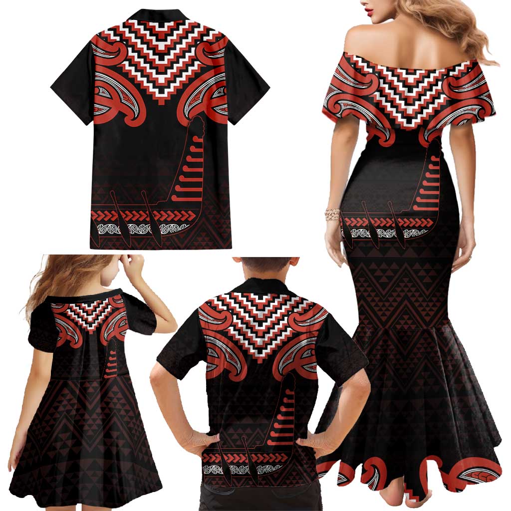 Maori Waitangi Family Matching Mermaid Dress and Hawaiian Shirt Kotahitanga Poutama Mix Whakairo - Polynesian Pride