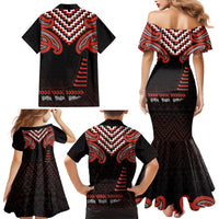 Maori Waitangi Family Matching Mermaid Dress and Hawaiian Shirt Kotahitanga Poutama Mix Whakairo - Polynesian Pride