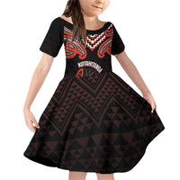 Maori Waitangi Family Matching Off Shoulder Short Dress and Hawaiian Shirt Kotahitanga Poutama Mix Whakairo - Polynesian Pride