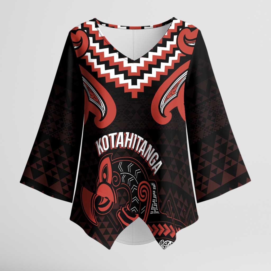 Maori Waitangi Kimono Sleeve Blouse Kotahitanga Poutama Mix Whakairo - Polynesian Pride