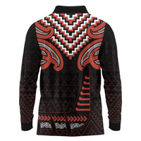 Maori Waitangi Long Sleeve Polo Shirt Kotahitanga Poutama Mix Whakairo - Polynesian Pride