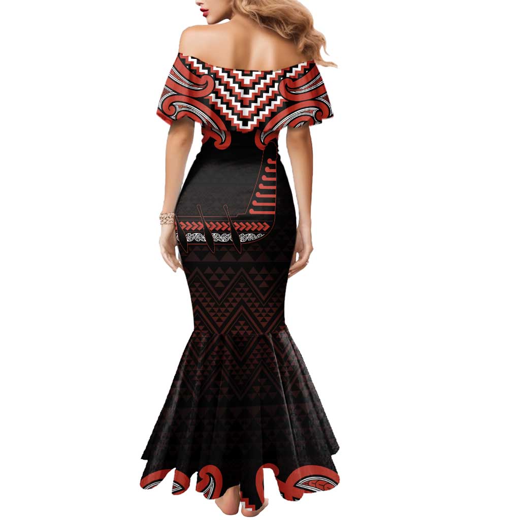 Maori Waitangi Mermaid Dress Kotahitanga Poutama Mix Whakairo - Polynesian Pride