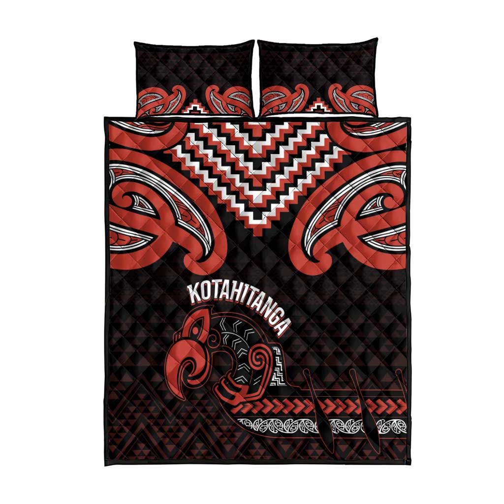 Maori Waitangi Quilt Bed Set Kotahitanga Poutama Mix Whakairo - Polynesian Pride