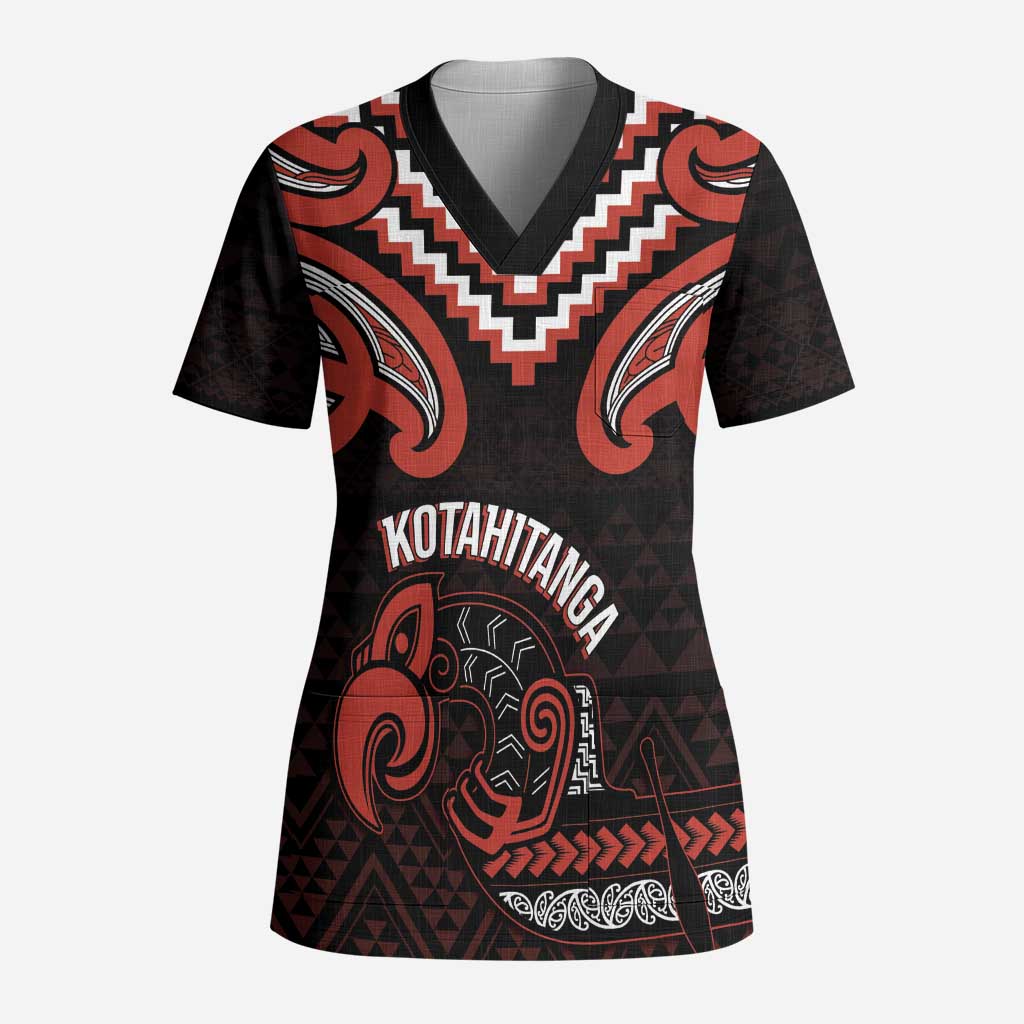 Maori Waitangi Scrub Top Kotahitanga Poutama Mix Whakairo - Polynesian Pride