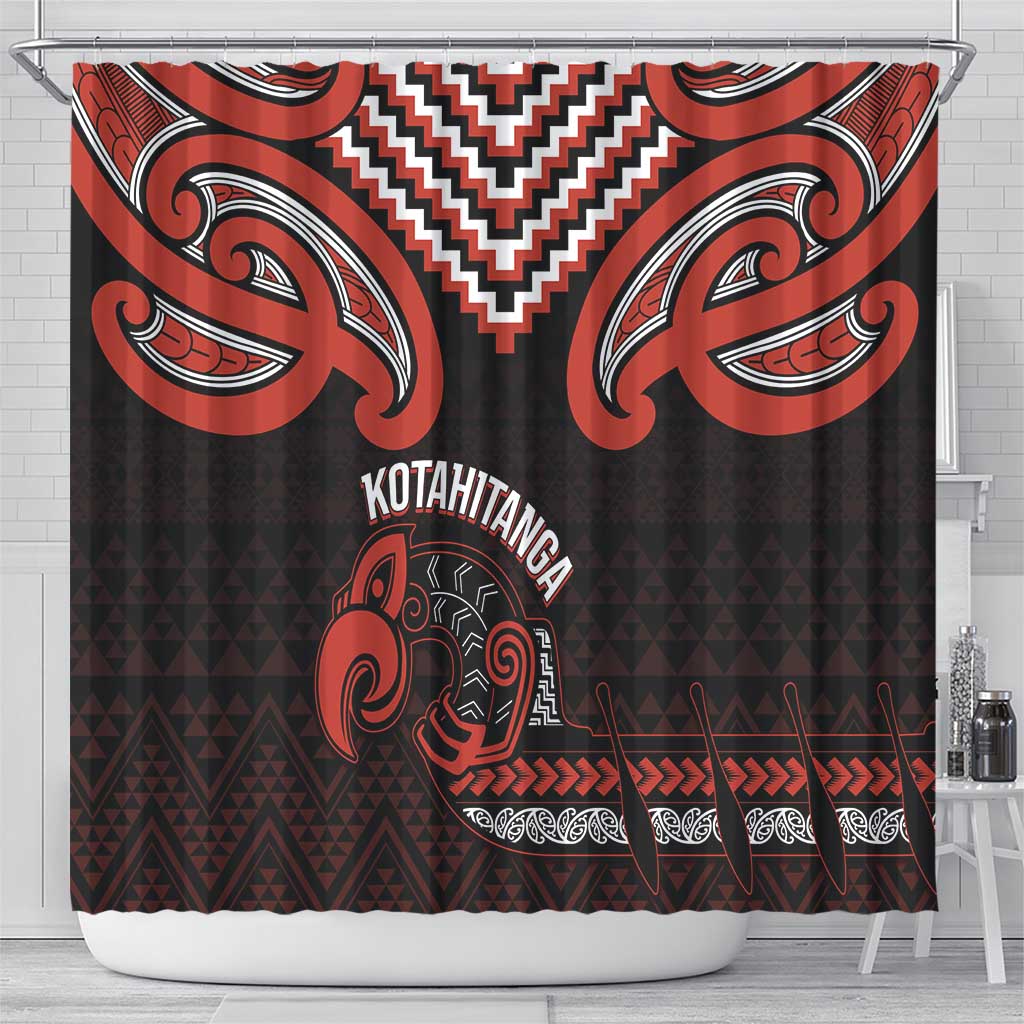 Maori Waitangi Shower Curtain Kotahitanga Poutama Mix Whakairo - Polynesian Pride