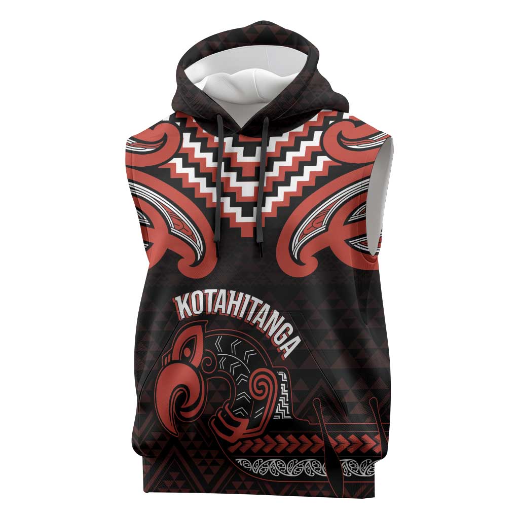 Maori Waitangi Sleeveless Hoodie Kotahitanga Poutama Mix Whakairo - Polynesian Pride
