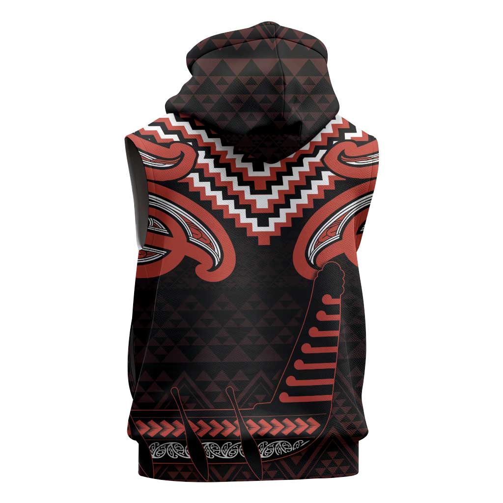 Maori Waitangi Sleeveless Hoodie Kotahitanga Poutama Mix Whakairo - Polynesian Pride