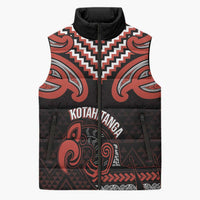 Maori Waitangi Sleeveless Puffer Jacket Kotahitanga Poutama Mix Whakairo - Polynesian Pride
