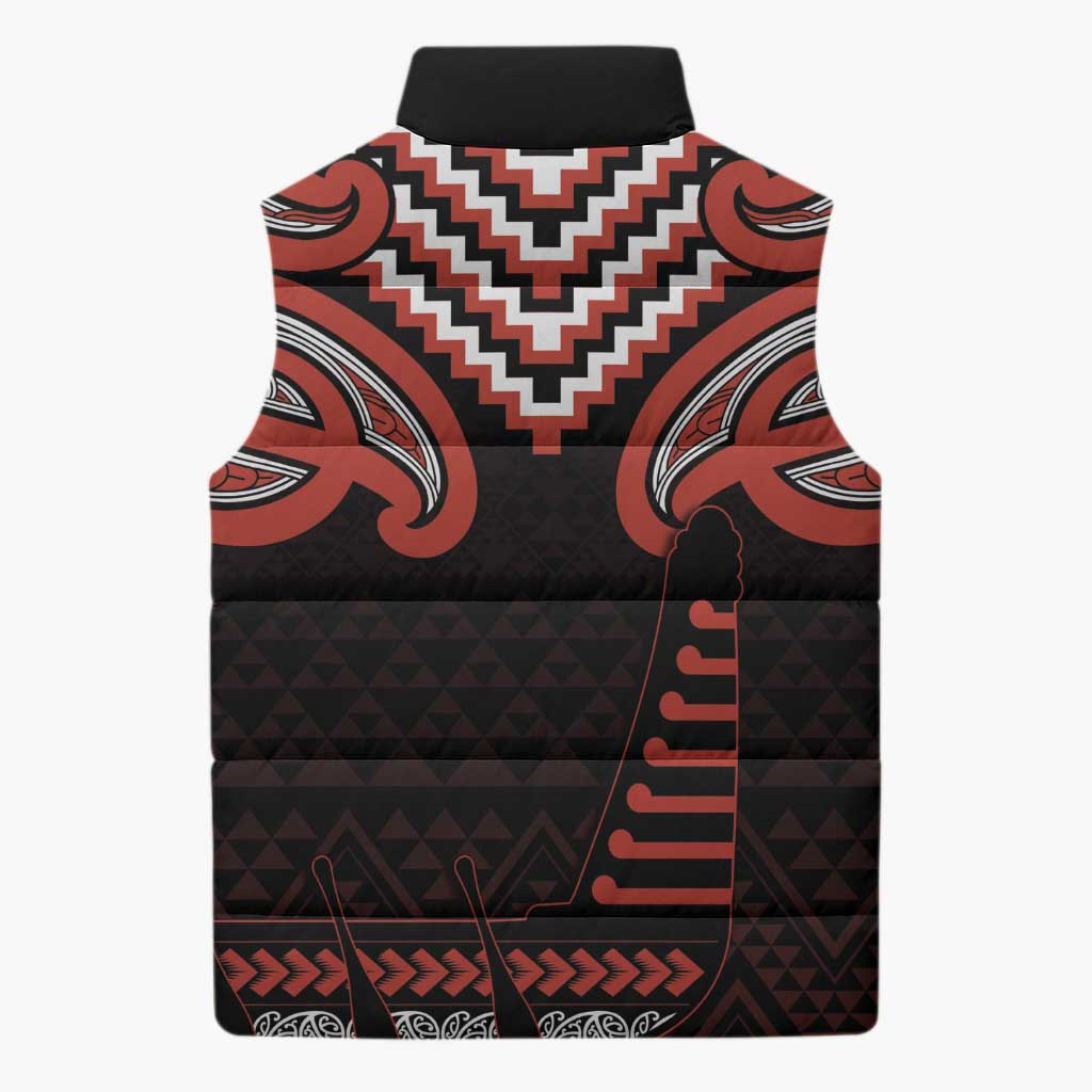 Maori Waitangi Sleeveless Puffer Jacket Kotahitanga Poutama Mix Whakairo - Polynesian Pride