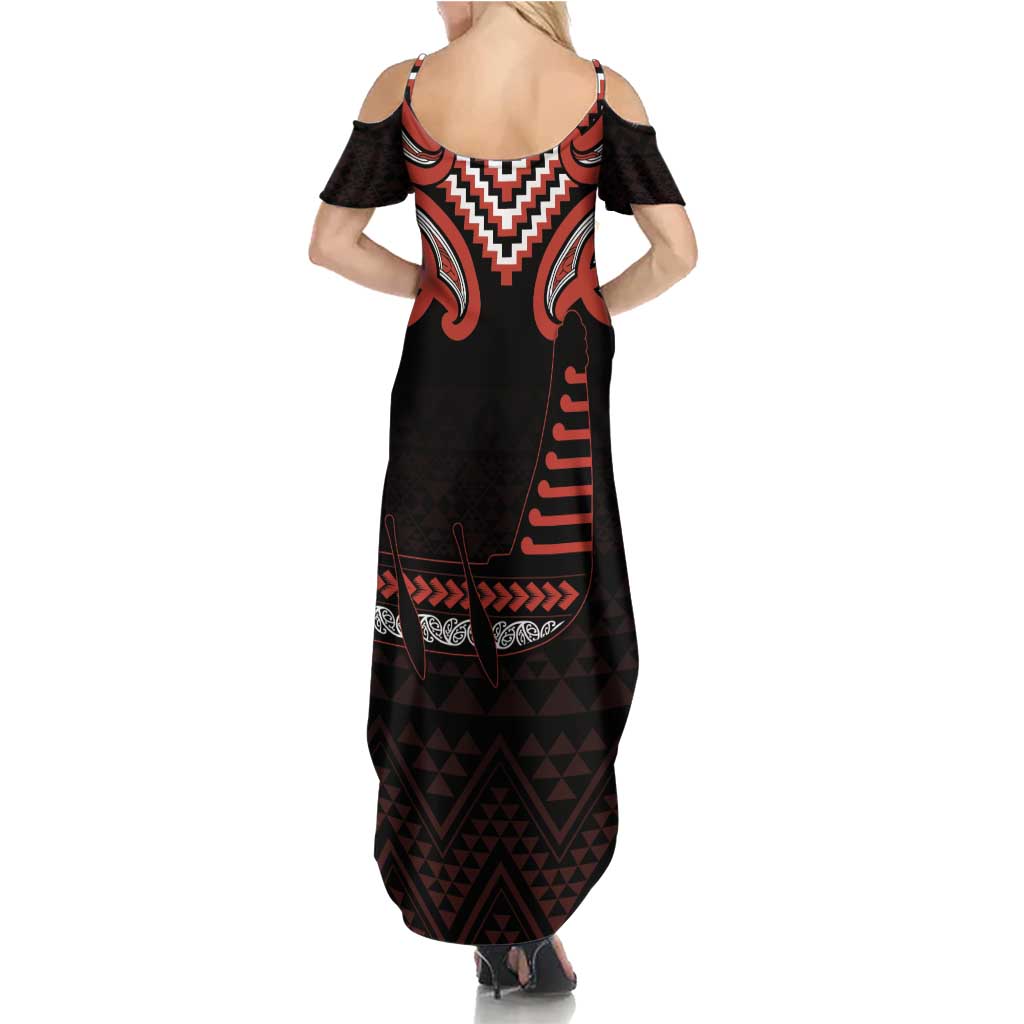 Maori Waitangi Summer Maxi Dress Kotahitanga Poutama Mix Whakairo - Polynesian Pride