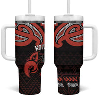 Maori Waitangi Tumbler With Handle Kotahitanga Poutama Mix Whakairo - Polynesian Pride