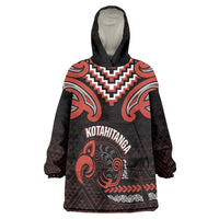 Maori Waitangi Wearable Blanket Hoodie Kotahitanga Poutama Mix Whakairo - Polynesian Pride