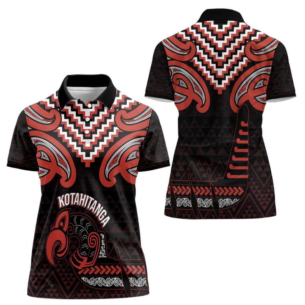 Maori Waitangi Women Polo Shirt Kotahitanga Poutama Mix Whakairo - Polynesian Pride