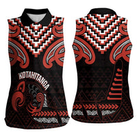 Maori Waitangi Women Sleeveless Polo Shirt Kotahitanga Poutama Mix Whakairo - Polynesian Pride